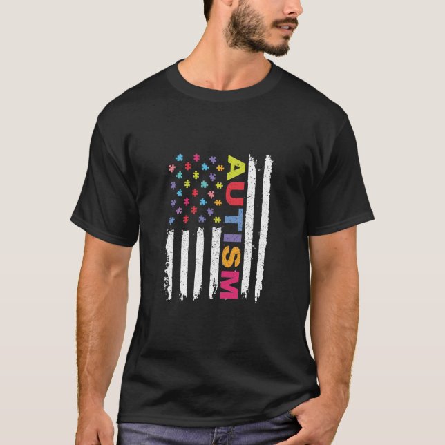 AUTISM AWARENESS - PUZZLE FLAG T Shirt (Front)