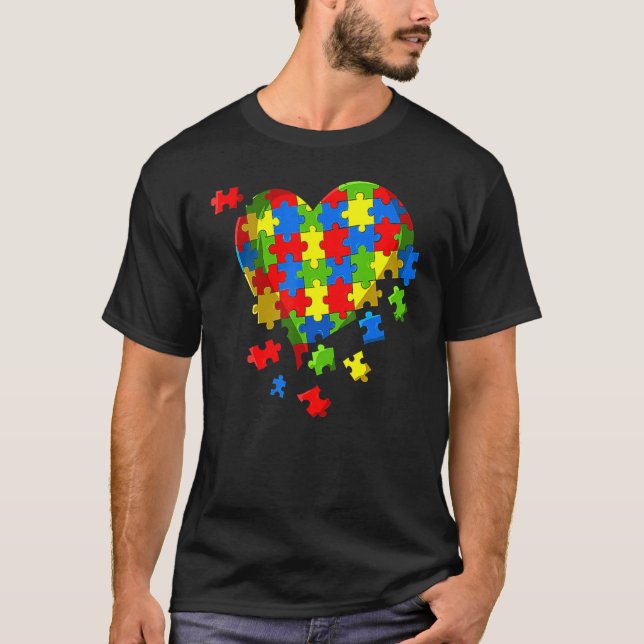 Autism Awareness Puzzle Heart Be Kind Accept Kids T-Shirt (Front)