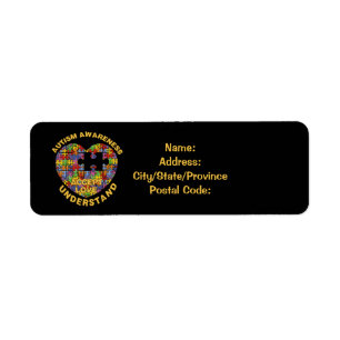 Autism Awareness Puzzle Heart Labels
