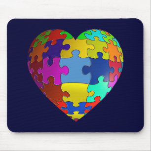 Autism Awareness Puzzle Heart Mouse Pad