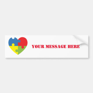 Autism Awareness Puzzle Heart Personalised Bumpe Bumper Sticker