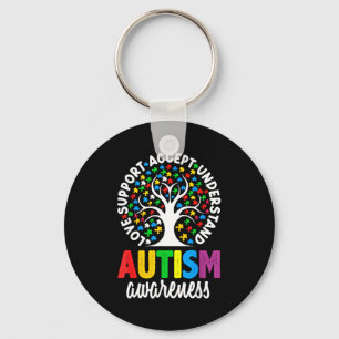 Autism Awareness Puzzle Heart Suprt Men Women Key Ring