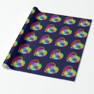 Autism Awareness Puzzle Heart Wrapping Paper