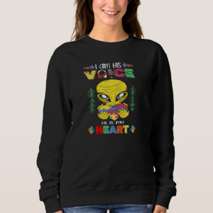 Autism Awareness Puzzle I Am His Voice He Is My He Sweatshirt