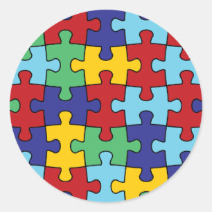 Autism Awareness Puzzle Pattern Classic Round Sticker