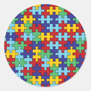 Autism Awareness Puzzle Pattern Classic Round Sticker