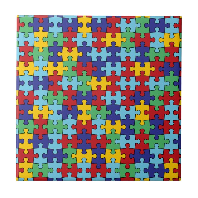 Autism Awareness Puzzle Pattern Tile (Front)