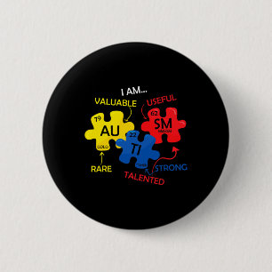 Autism Awareness Puzzle Periodic Table Elements Mo 6 Cm Round Badge