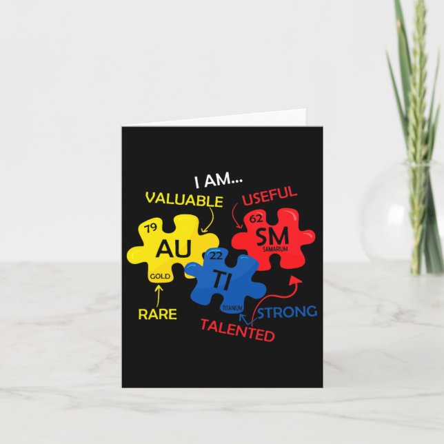 Autism Awareness Puzzle Periodic Table Elements Mo Card (Front)