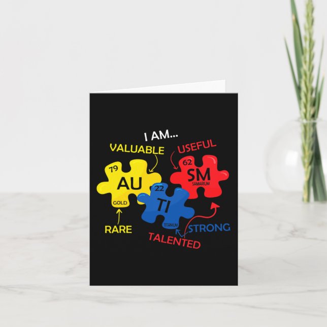 Autism Awareness Puzzle Periodic Table Elements Mo Card (Front)