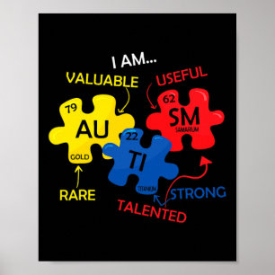 Autism Awareness Puzzle Periodic Table Elements Mo Poster