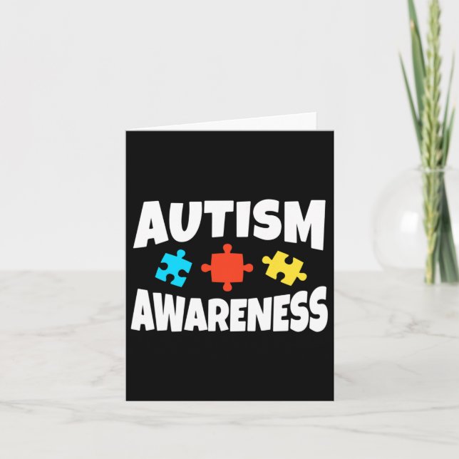 Autism Awareness Puzzle Piece Autistic Support  Card (Front)