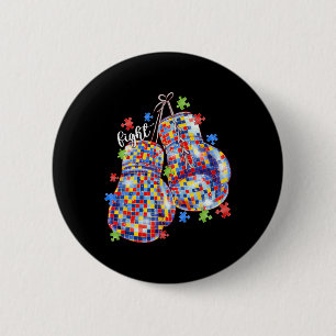 Autism Awareness Puzzle Piece Boxing Gloves Men Wo 6 Cm Round Badge
