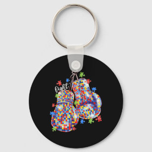 Autism Awareness Puzzle Piece Boxing Gloves Men Wo Key Ring
