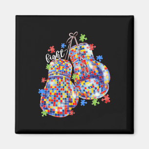Autism Awareness Puzzle Piece Boxing Gloves Men Wo Magnet