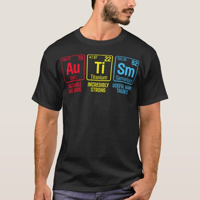 Autism Awareness Puzzle Piece Elements Periodic Au T-Shirt (Front)