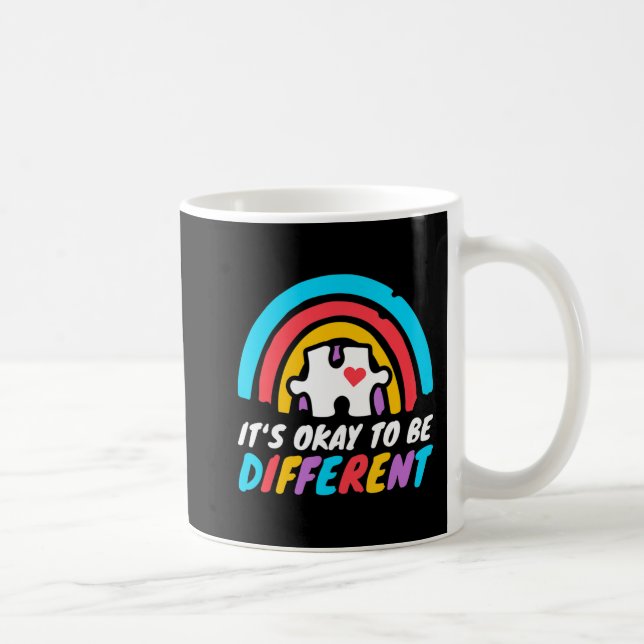 Autism Awareness Puzzle Piece Rainbow T-Shirt214  Coffee Mug (Right)