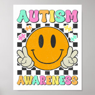 Autism Awareness Puzzle Piece Smile Face Autism Mo Poster