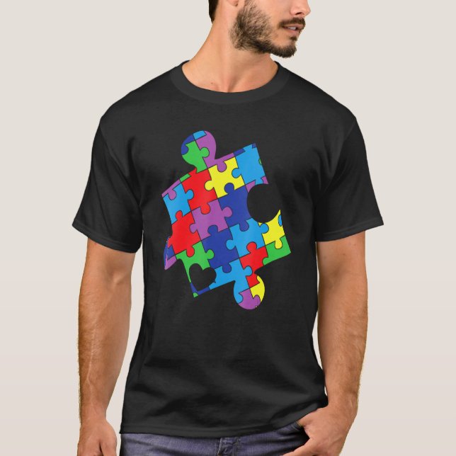 Autism Awareness Puzzle Piece Support Autism T-Shirt (Front)