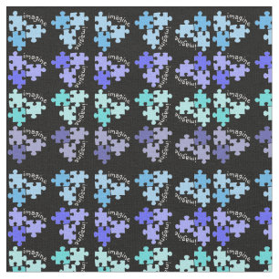 Autism Awareness Puzzle Pieces Black Fabric