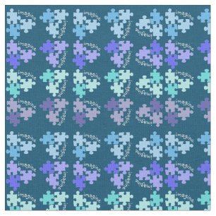 Autism Awareness Puzzle Pieces Blue Shades Fabric