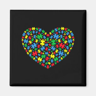 Autism Awareness Puzzle Pieces Heart Autism Mom Wo Magnet