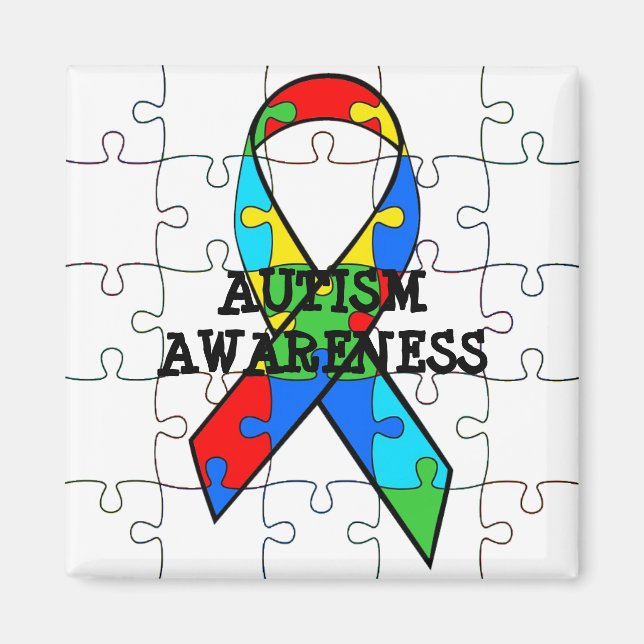 Autism Awareness Puzzle Pieces Magnet (Front)