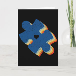 Autism Awareness Puzzle Retro Vintage Mum Dad Supp Card