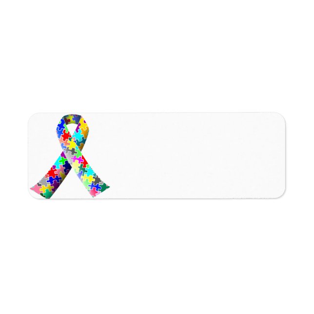 Autism Awareness Puzzle Ribbon Address Labels (Front)