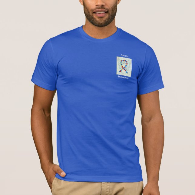 Autism Awareness Puzzle Ribbon Angel Tee (Front)