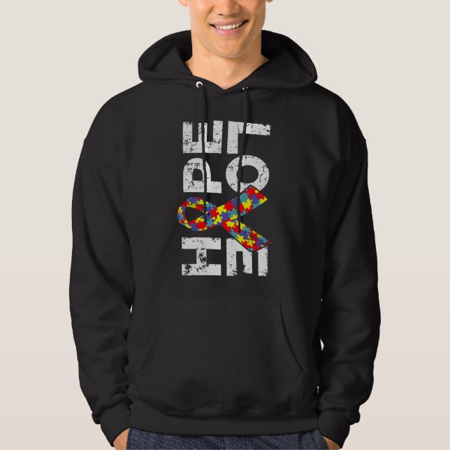 Autism Awareness Puzzle Ribbon Hope &amp Love Hoodie (Front)