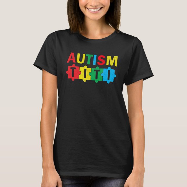 Autism Awareness Puzzle Ribbon Proud Autism Titi T-Shirt (Front)