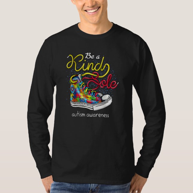 Autism Awareness Puzzle Shoe Be A Kind Sole T-Shirt (Front)
