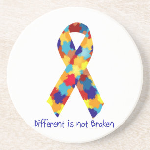 Autism Awareness Puzzle Support Ribbon Coaster