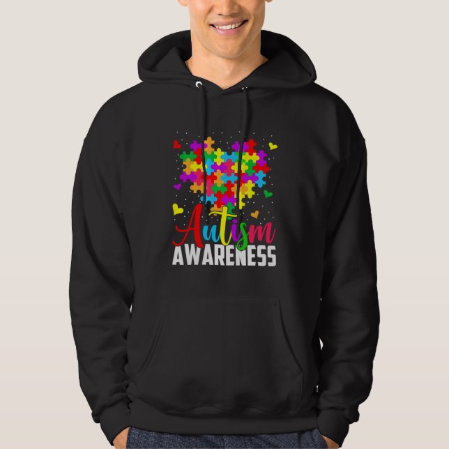 Autism Awareness Puzzle Tie Dye Support Love Boys  Hoodie (Front)