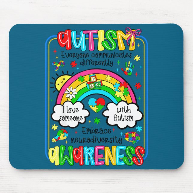 Autism awareness rainbow embrace neurodiversity mouse pad (Front)