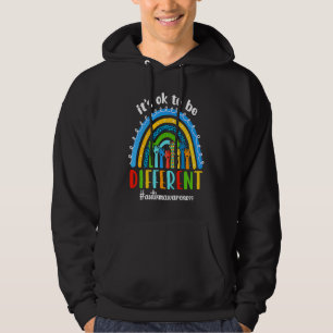 Autism Awareness Rainbow Hand Heart Its Ok To Be D Hoodie