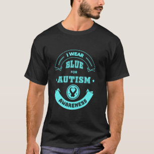 Autism Awareness Rainbow In April We Wear Blue Rib T-Shirt
