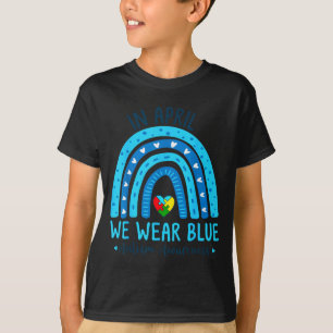 Autism awareness rainbow in april wear blue ribbon T-Shirt