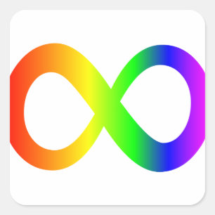Autism Awareness Rainbow Infinity Symbol Square Sticker