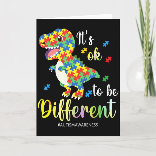 Autism Awareness Rex It S Ok To Be Different T Shi Card (Front)
