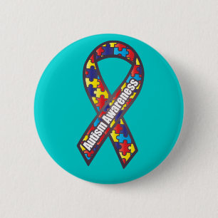 Autism Awareness Ribbon 6 Cm Round Badge