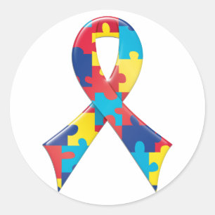 Autism Awareness Ribbon A4 Classic Round Sticker