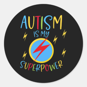 Autism Awareness Ribbon Boys Girls Kids Is My Supe Classic Round Sticker