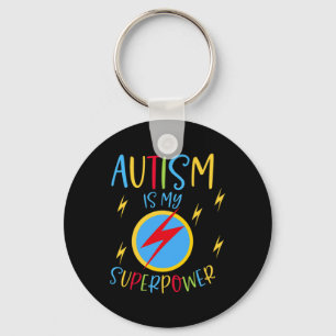 Autism Awareness Ribbon Boys Girls Kids Is My Supe Key Ring