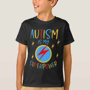 Autism Awareness Ribbon Boys Girls Kids Is My Supe T-Shirt