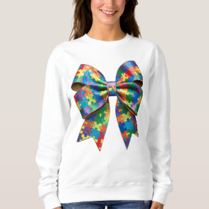 Autism Awareness Ribbon Coquette Bow Sweatshirt