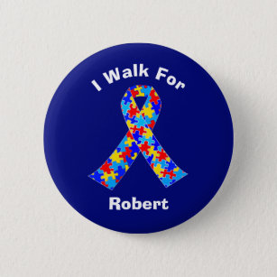 Autism Awareness Ribbon Custom Fundraising Walk 6 Cm Round Badge