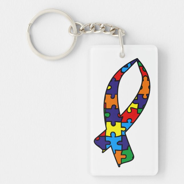 Autism Awareness Ribbon Key Ring (Front)