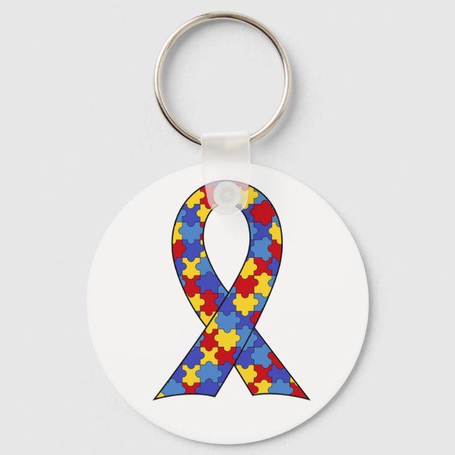 Autism Awareness  Ribbon Key Ring (Front)